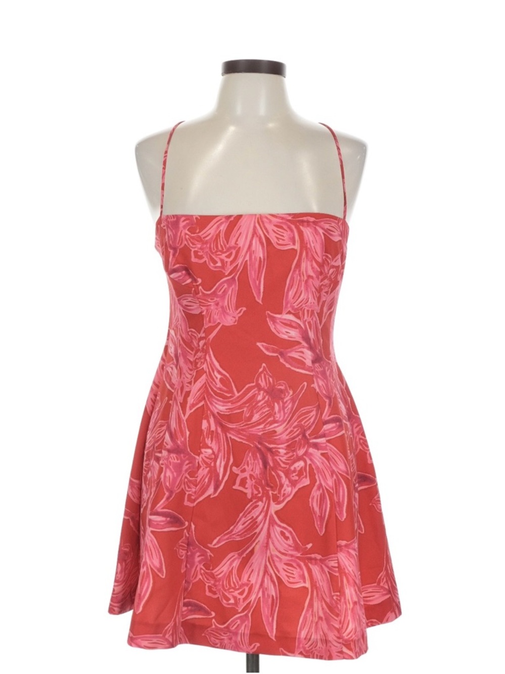 Zara Pink Floral Print Spaghetti-Strap Mini Dress